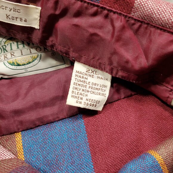 Northwest Territory Plaid Flannel Shacket 2 Pockets Maroon Blue White Men Sz 2XL - Picture 4 of 10